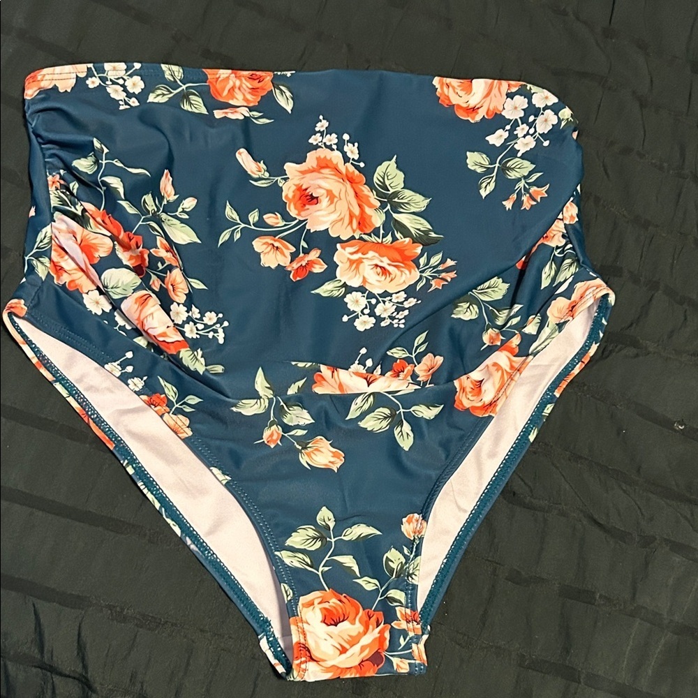 Maternity Turquoise Smocked Ruffle Top - Picture 7 of 7